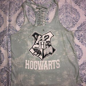 Aqua Tie Dye Harry Potter Hogwarts Crest Tank Top
